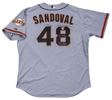 2014 Pablo Sandoval Game Used, Signed & Inscribed San Francisco Giants Road Jersey Used on 5/5/14 (MLB Authenticated & PSA/DNA)
